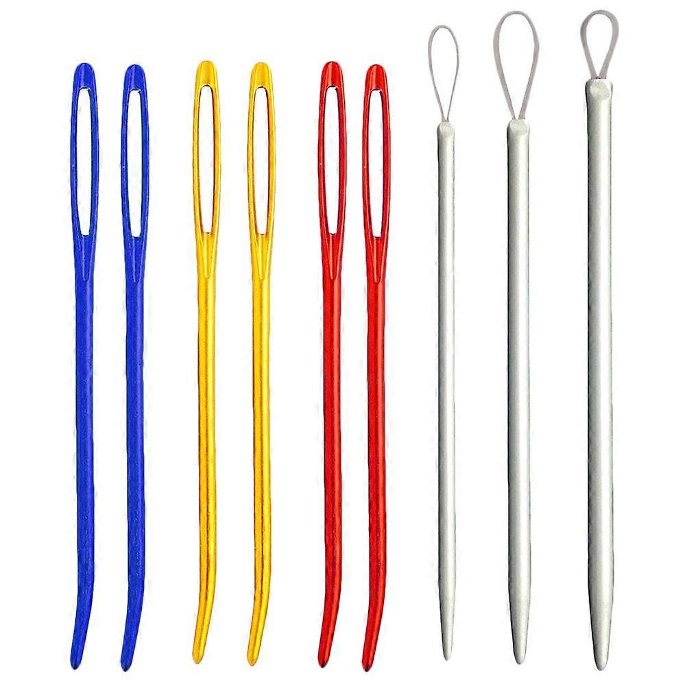 9 قطع عازمة طرف نسيج الإبر وإبر الصوف إبر الألومنيوم كبيرة العين لخياطة الحياكة