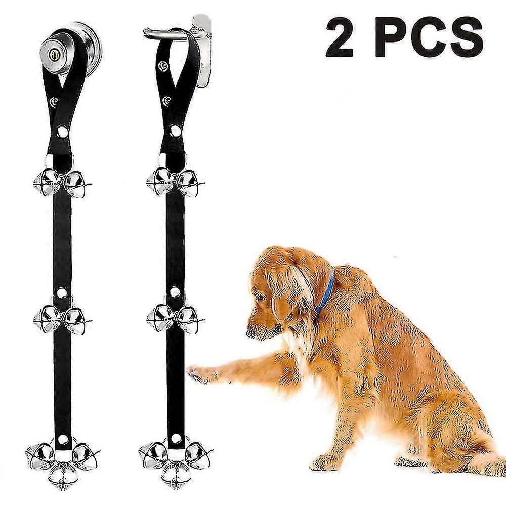 2Pcs 7 Count Bells Adjustable Dog Bells For Dog Training & Training Clicker Silver