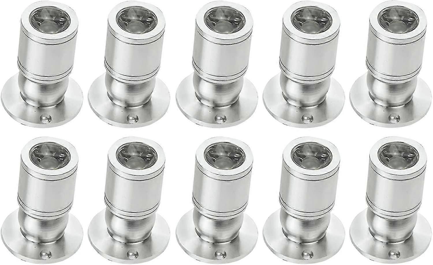 Mini LED Downlight 1W Recessed Ceiling Spotlight with Driver 100-265V AC 10pcs [Energy Class A+](Silver, Warm Light)