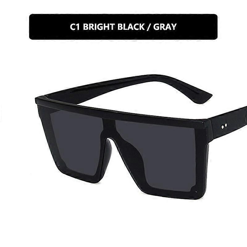 Vintage Flat Top Oversized Solbriller - til Kvinder Mænd Big Frame UV400 Beskyttelse Trendy Square Eyewear Outdoor