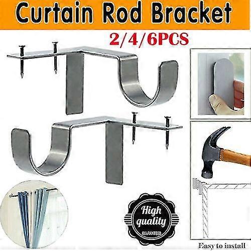 Bracket Hang Curtain Rod Holders Single Hook Tap Right Window Frame Rod 2/4/6pcs