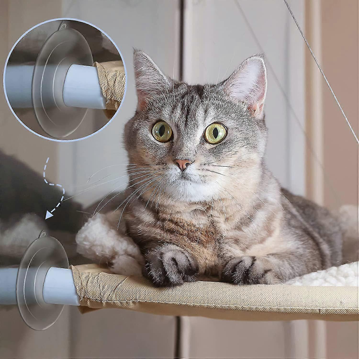 GORILLA GRIP Cat Window Perch - Sturdy Cat Hammock With 6 Suction Cups Holds 30lbs