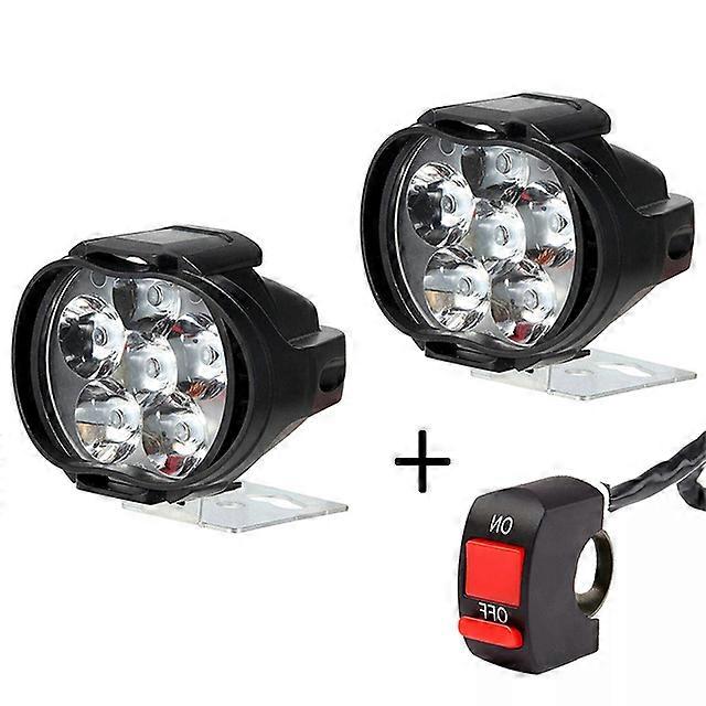 6LED 12V Motorcycle Headlights White Super Bright Working Front Light 1500LM LED Scooters Spotlight Motorbike Fog Lampht