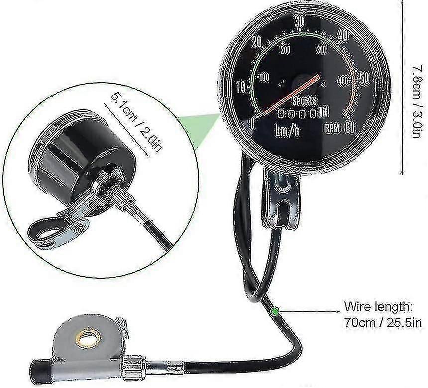 Bicycle Speedometer Mechanical 0-60 Km/h Speedometer