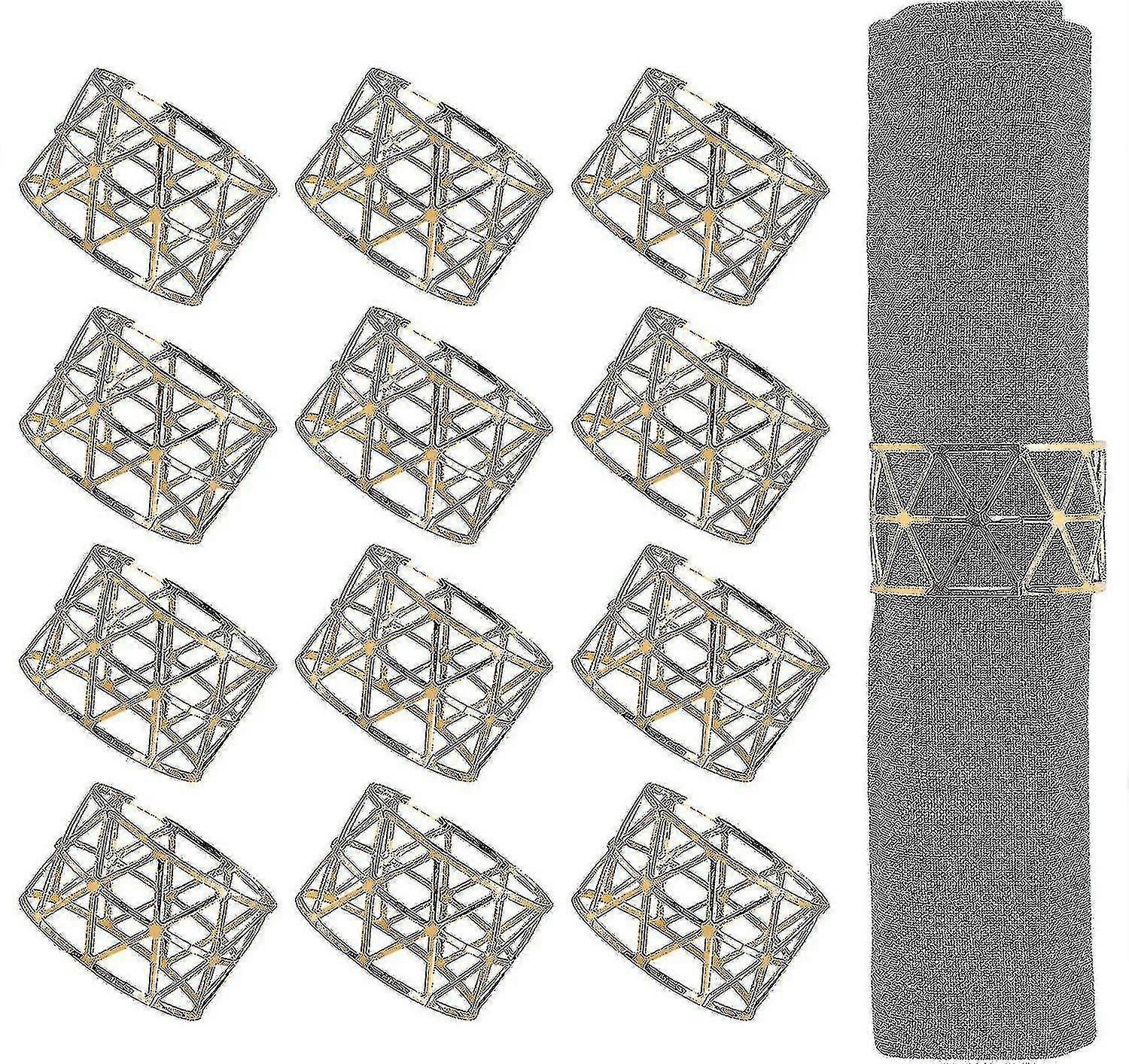 خواتم منديل، 12pcs خواتم منديل الذهب، حاملي خاتم منديل لتناول الطعام