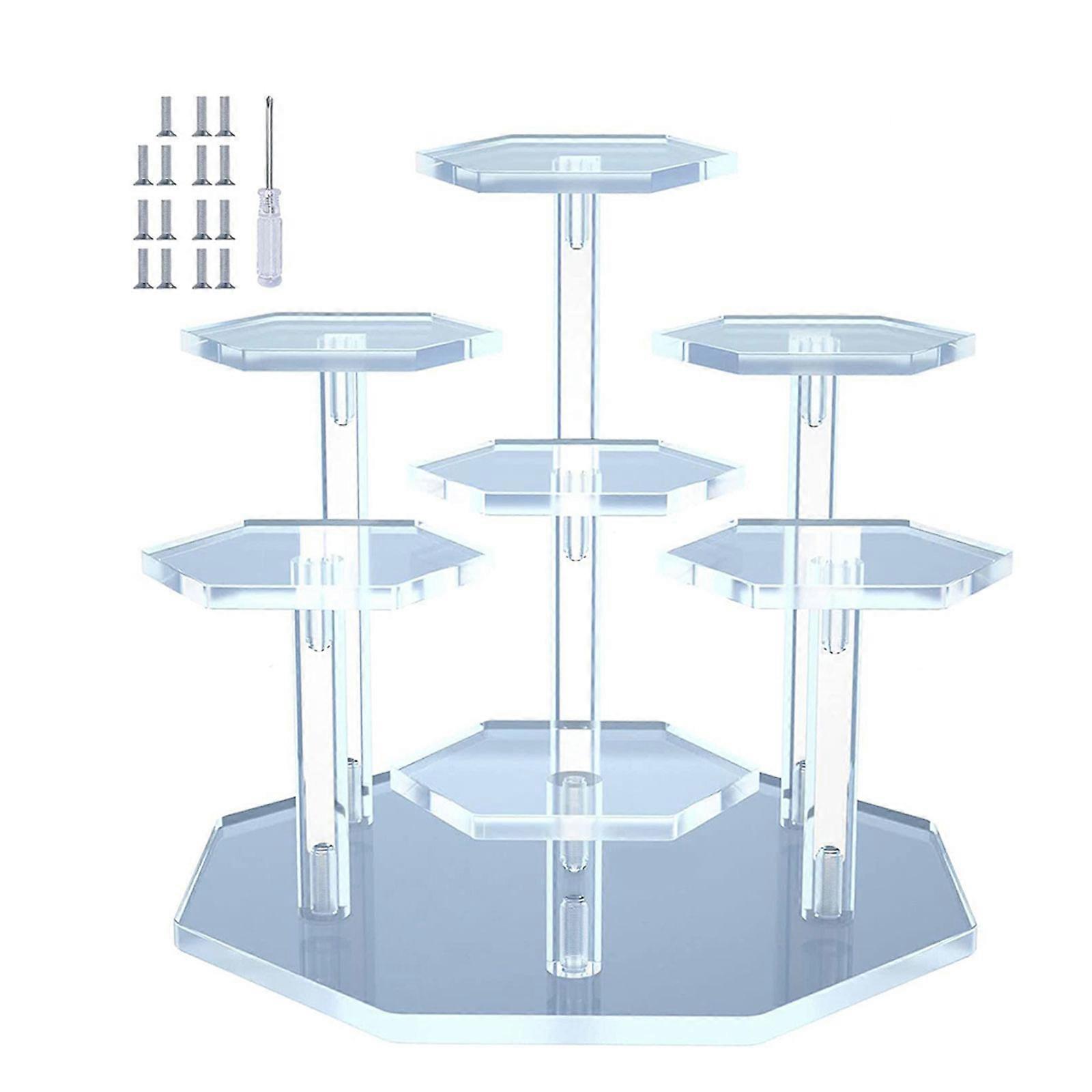 Acrylic Clear Display Stand Black Hexagon Base Display Showcase for Doll Toy