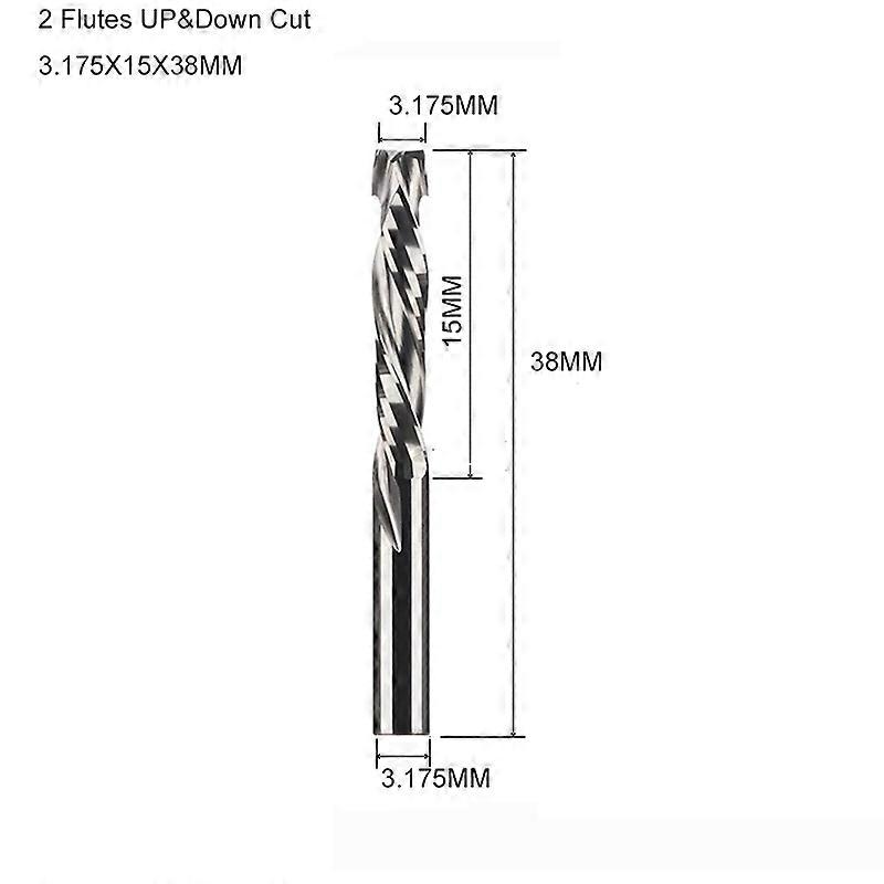 1Pcs 3175456810mm Two Flutes UP And DOWN Cut Spiral Carbide Mill Cutters for Compression Wood PVC End Mill Cutter Bits