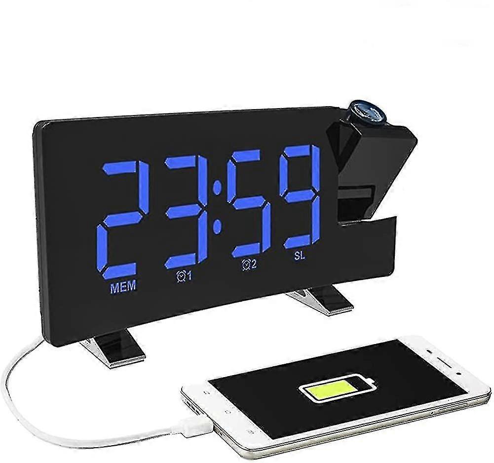 Projection Alarm Clock, Fm76-108 Radio Clock And 180 Rotatable Projection