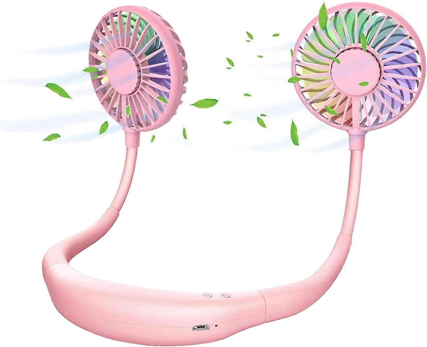 Upgraded Version Portable Neck Fan, Color Changing LED, with Aromatherapy, 360 Free Rotation,and Lower Noise Strong Airflow Headphone Design for Sport