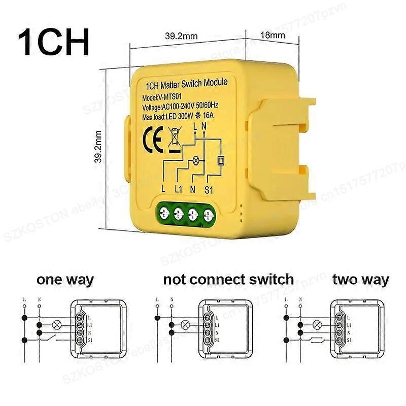 1/2CH Matter WiFi Smart Switch Module Relay Circuit Breaker Smart Home Automation Compatible with Homekit/Alexa/Google