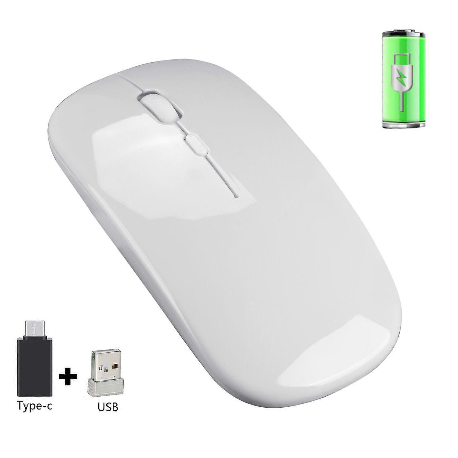 Wireless Mouse Rechargeable 4D 1600dpi Adjustable Ultra-thin Silent Mice 2.4G Portable Mobile Ptical Fiber Office with TYPE-C
