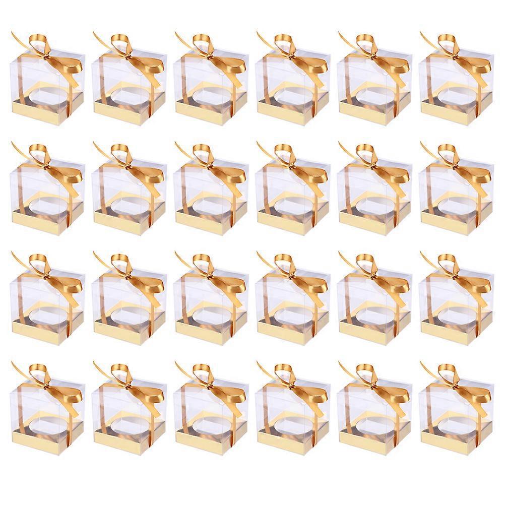 24 Pcs 1 Bag Folding Packaging Boxes Nougat Boxes Candy Boxes with Ribbon