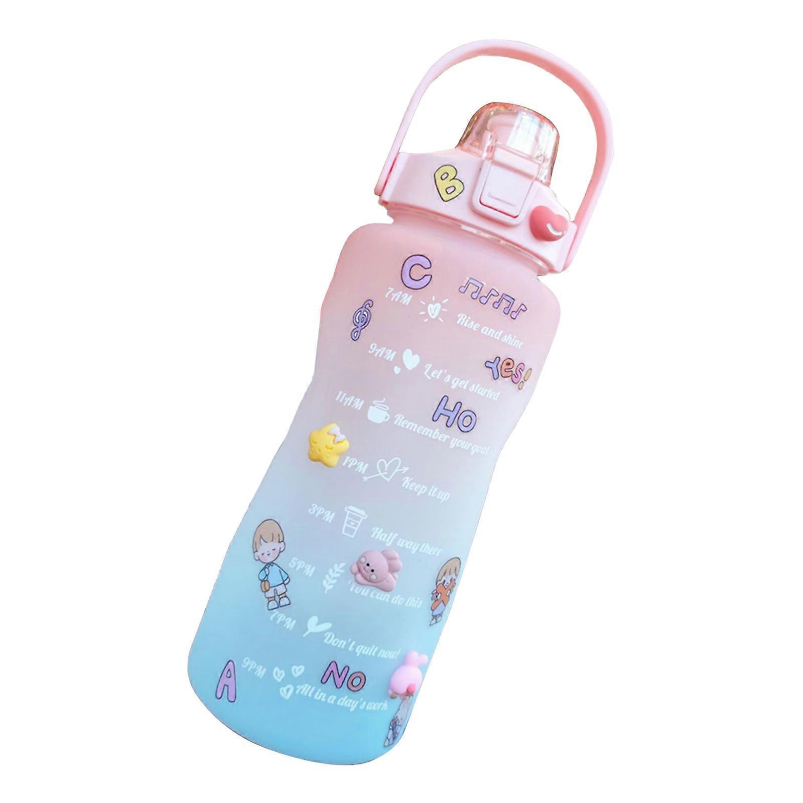 2000ml Frosted Gradient Color Sports Water Bottle with Anti-drop Design