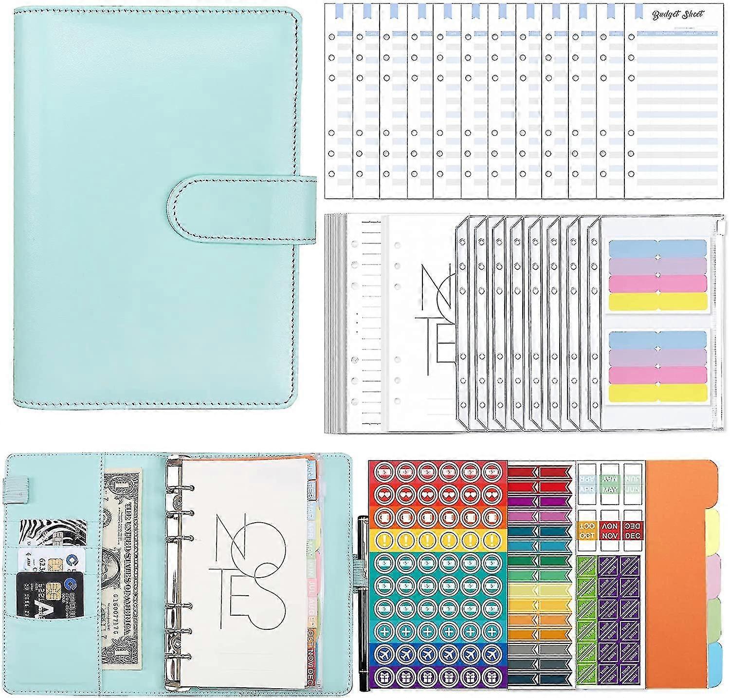 A6 Budget Binder With Zipper Envelopes Pu Leather Refillable Money Saving Binder