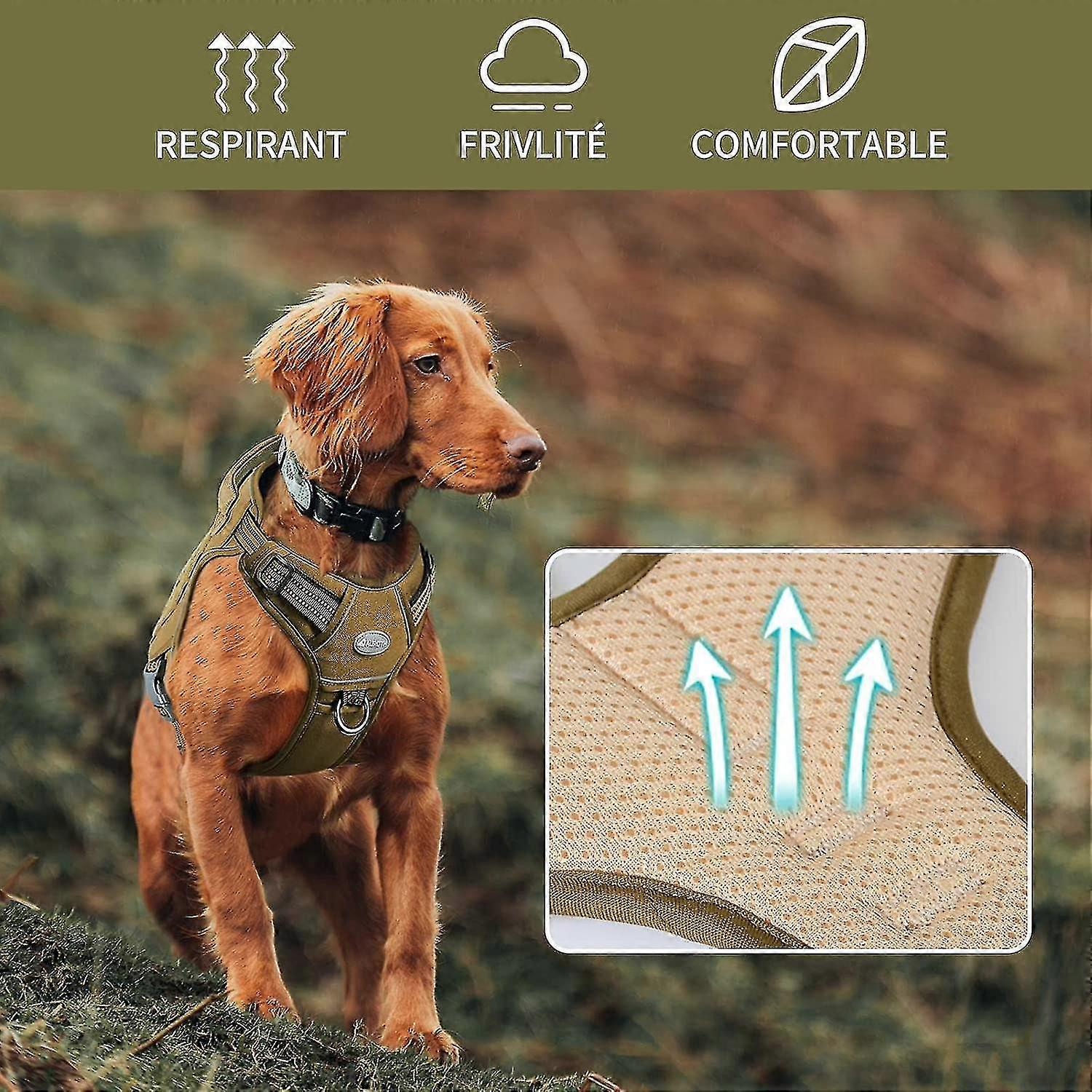 View of Auroth Tactical Anti Pull Dog Harness Adjustable Breathable Pet Vest ...