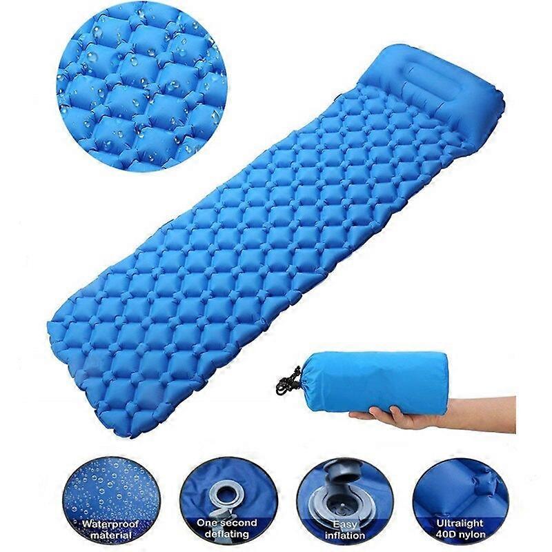 Colchoneta inflable para dormir al aire libre Colcho de aire inflable Colchoneta de camping con almohada Colchón de aire Cojín para dormir Sofá inflable