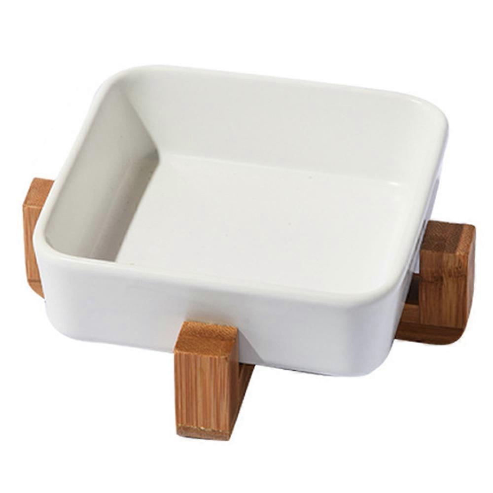 קערת קרמיקה לכלב וחתול עם מעמד עץ, קערת מים אוכל חמודה לכלבים וחתולים