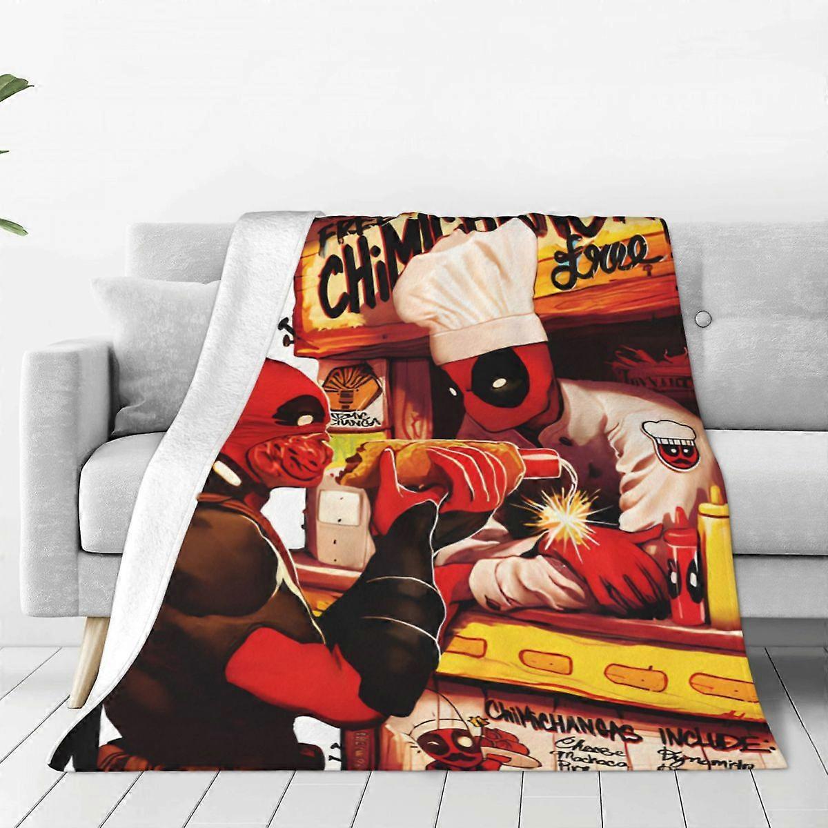 v581 Cobertores Engraçado Deadpool Cobertores Macios Quentes Viagem Cobertor de Pelúcia Padrão Sofá Cadeira Flanela Colcha Sofá Cama Cobertores Cobertores vv581