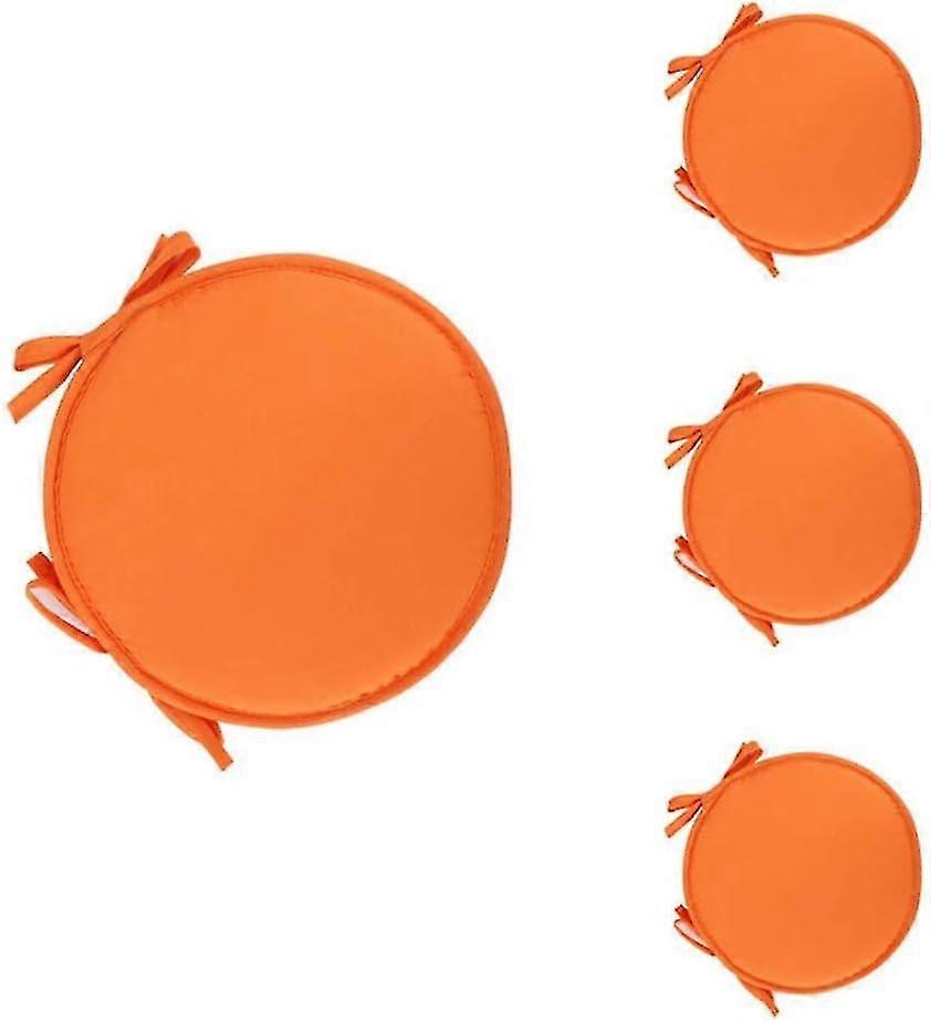 Set of 4 Round Chair Pad Round Cushion for Dining Table and Chair with Drawstring 38cm orange S20241