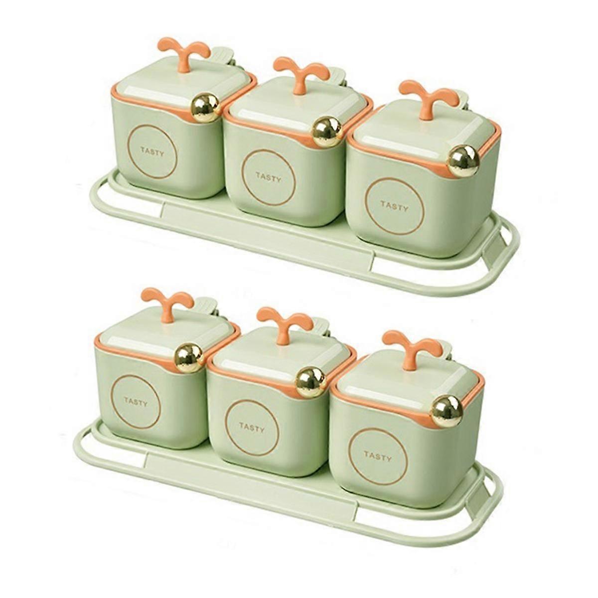 Spice Boxes Seasoning Box Seasoning Jar Set with Lid Comes and Seasoning Spoon 3 Piece Set Seasonin