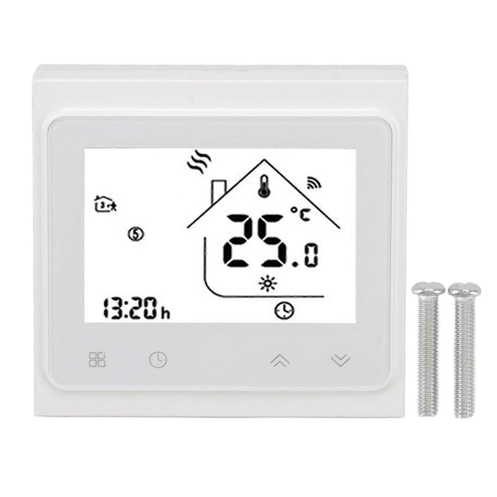 Smart Thermostat WiFi Programmierbare Telefon-App Sprachsteuerung Wasserheizung Temperaturregler mit LCD-Scree AC 95240V Weiß