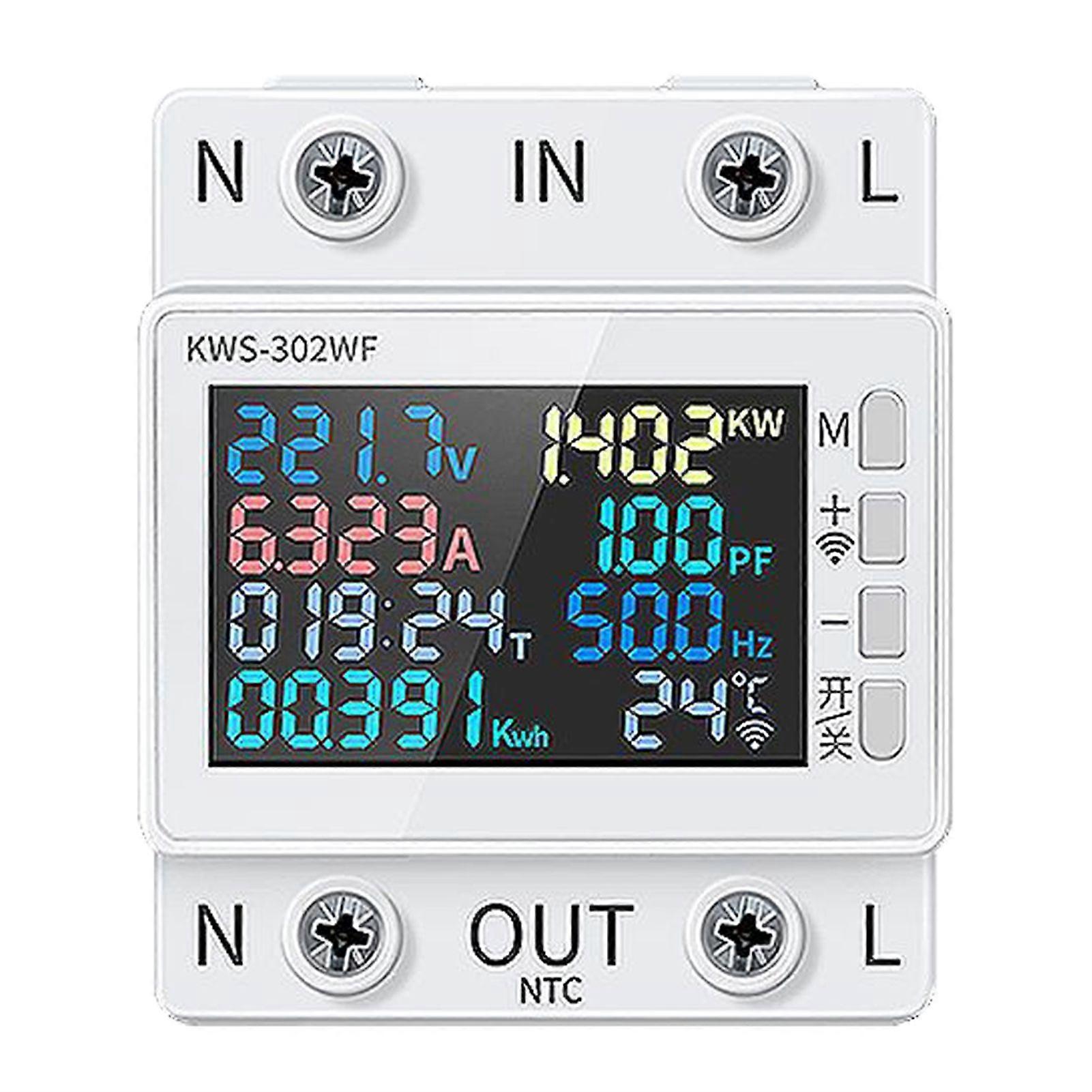WiFi Smart Power Meter Remote Apps Steuerschienenhalterung AC-Energiemessgerät LED-Anzeige Spannung Amperemeter