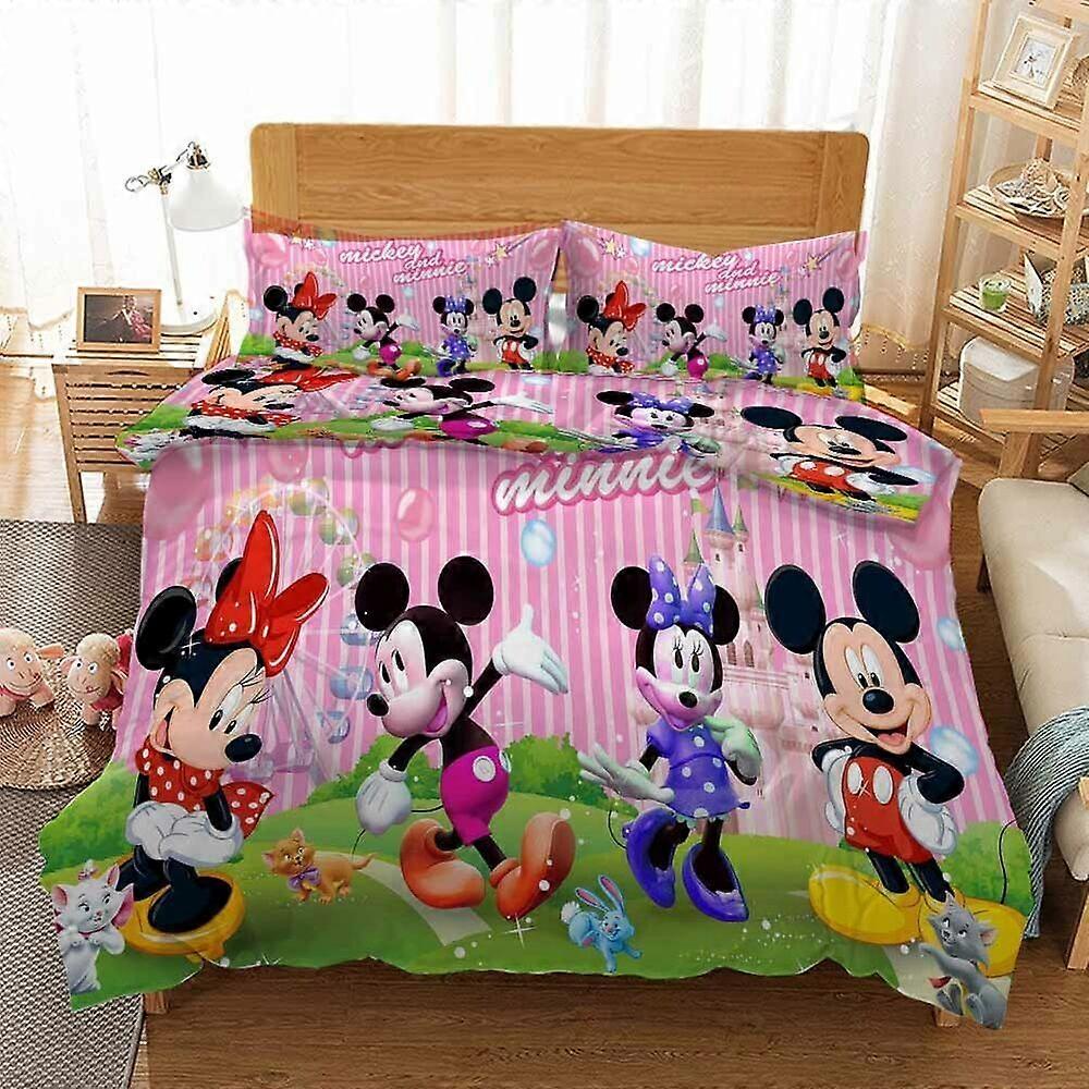 v1032 Bed Sheets Spot Mickey Mouse  Duvet Quilt  Covers Pillow Case Bedding Sets3-Piece Bedding Set (1 Duvet Cover + 2 Pillow Shams) y1032