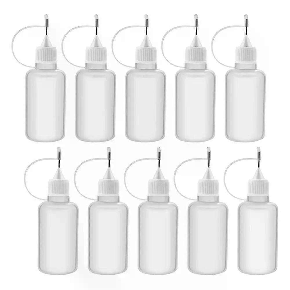 10Pcs 30Ml Plastic Squeezable Tip Applicator Bottle Refillable Dropper Bottles with Needle Tip Caps for Glue DIY
