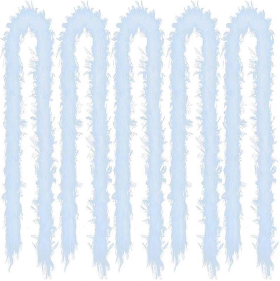 White Feather Boa For Christmas Tree 5pcs X 2m - Fluffy Garland Grosgrain Boa Ribbon For Christmas Tree Party Decorations,3000