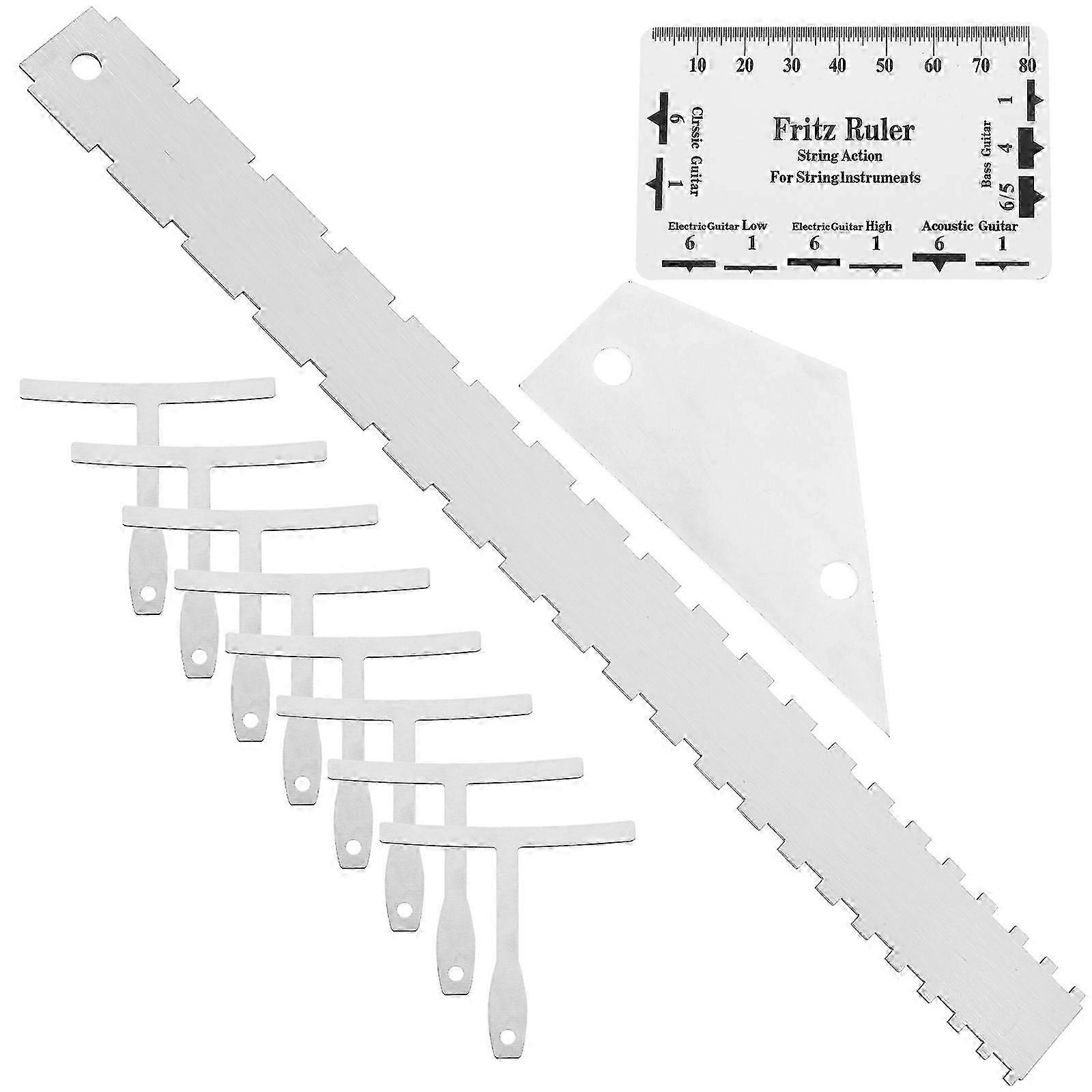 12pcs Guitar Luthier Tools Guitar Radius Gauge String Action Ruler Straight Edges Ruler Fret Rocker Set-Yvan