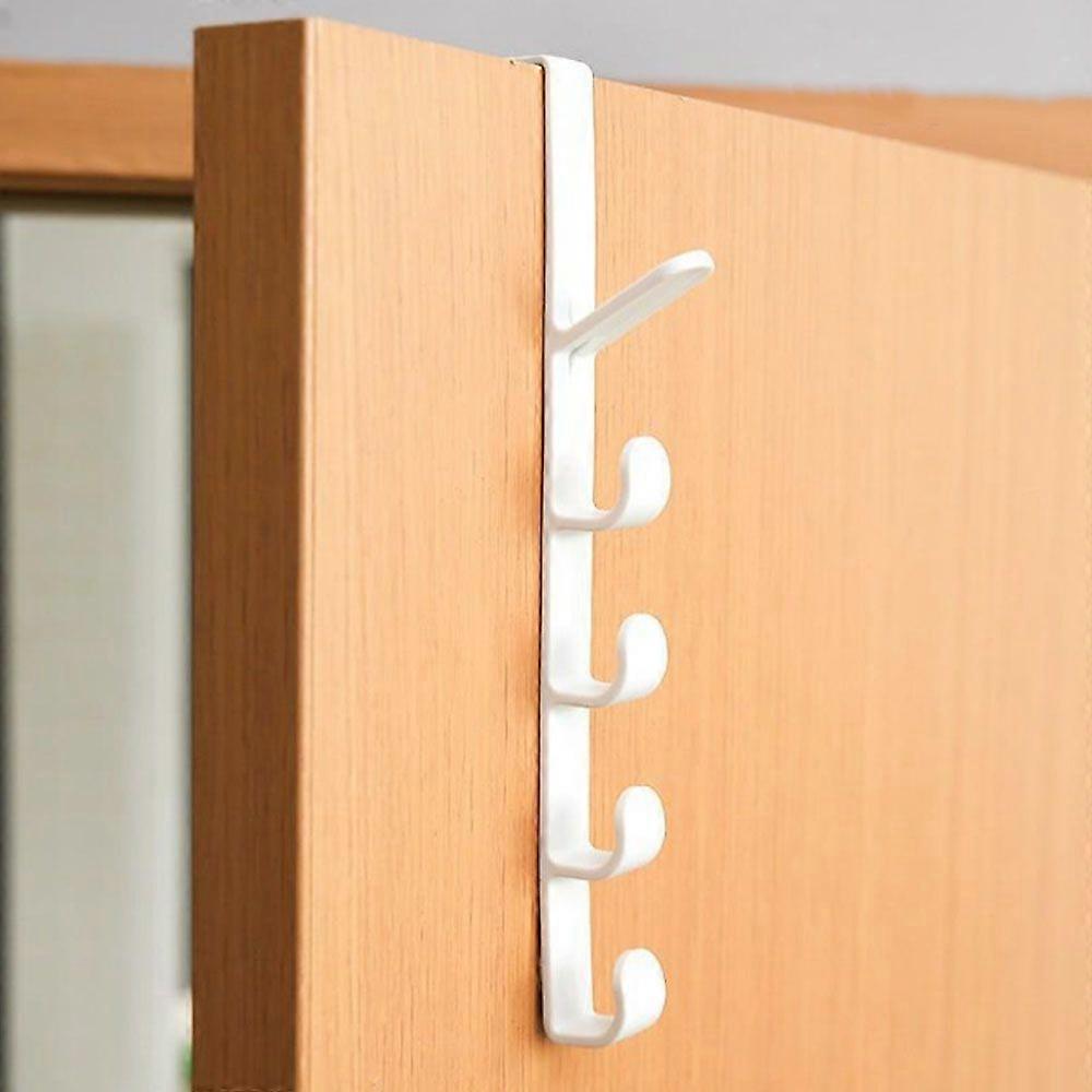 2pcs White Door Hooks, Holeless Wall Hangers, Storage Hook