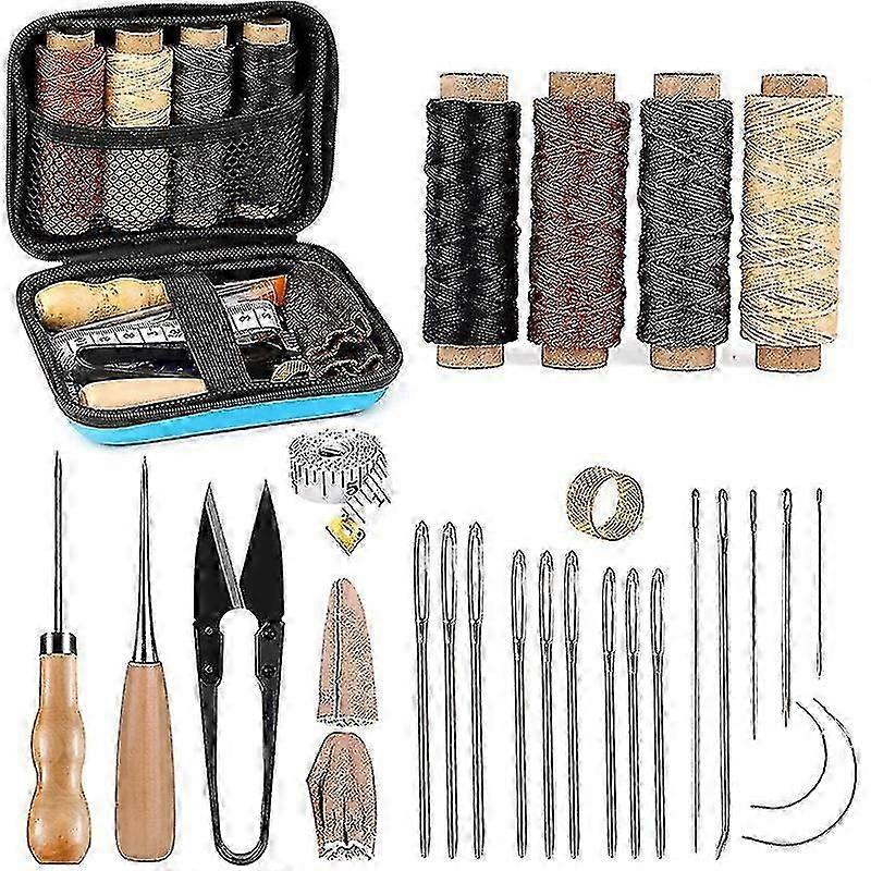 طقم خياطة جلدي ، أدوات ومستلزمات عمل جلدية ، طقم عمل جلدي مع إبر خياطة كبيرة للعين