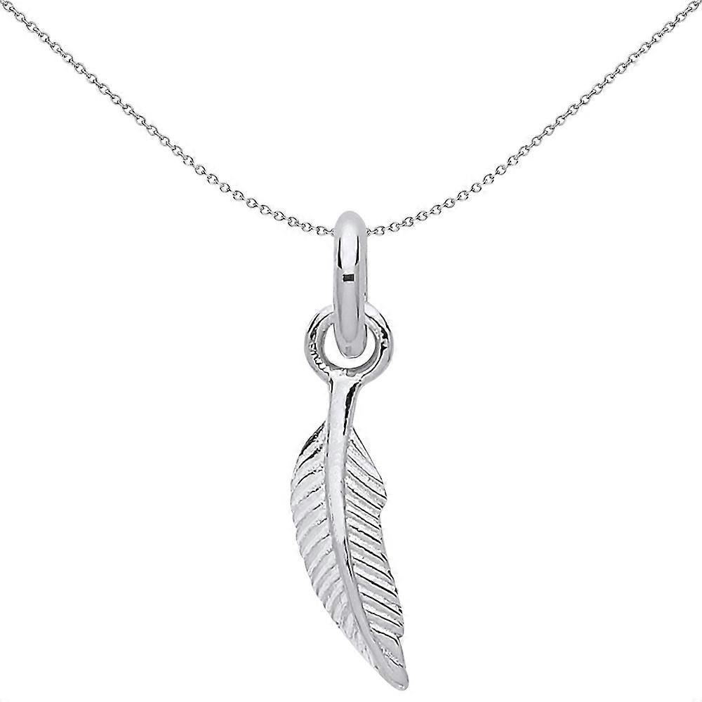 Jewelco London 女士纯银羽毛叶魅力项链
