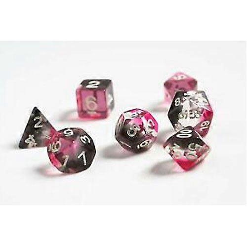 Pink Clear Black Resin Polyhedral Dice Set