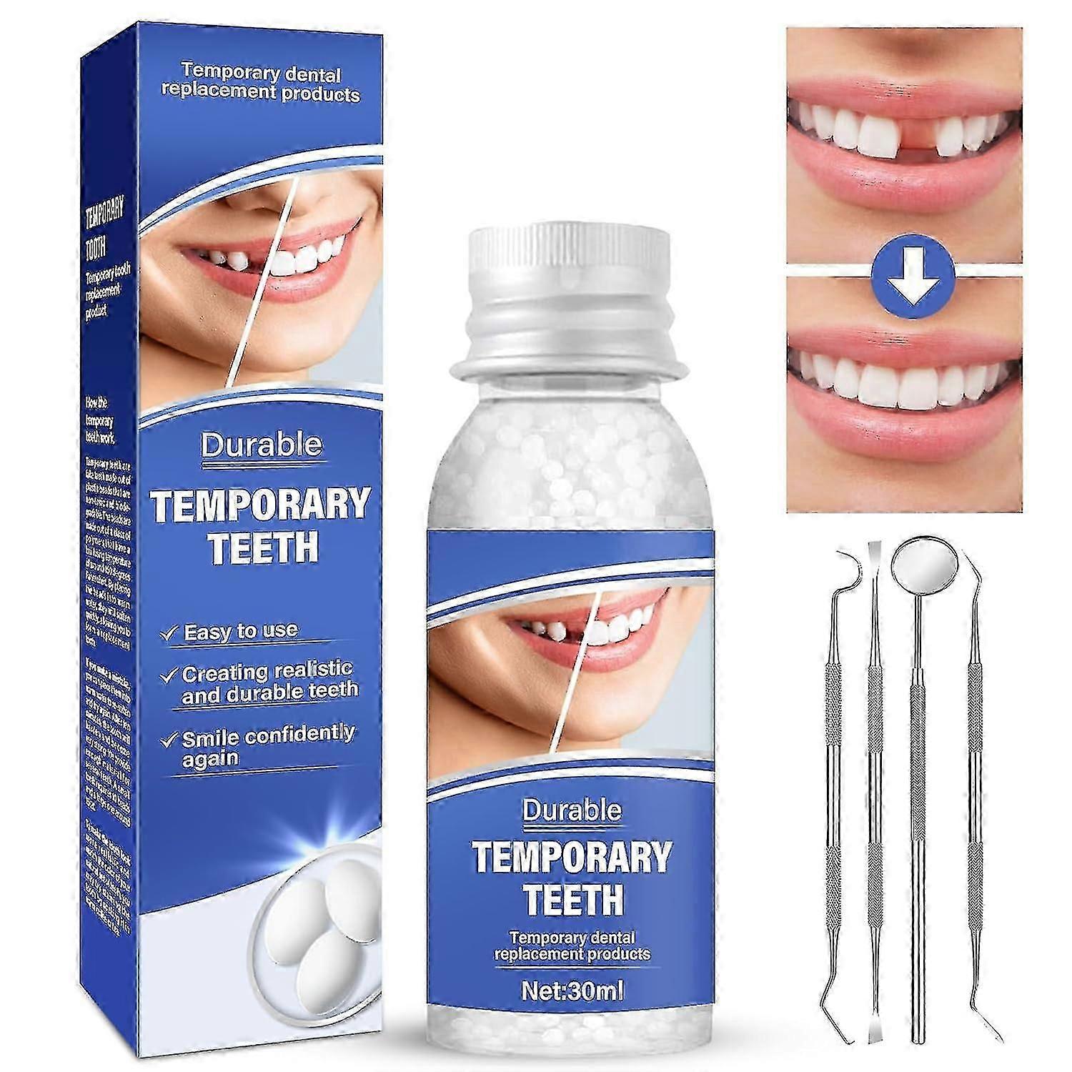 Tooth Repair Kit, Moldable Tooth Replacements Kit, Tooth Filling Repair Kit with 4 Tools, Fixing The Missing and Broken Replacements, Dental Care Kit