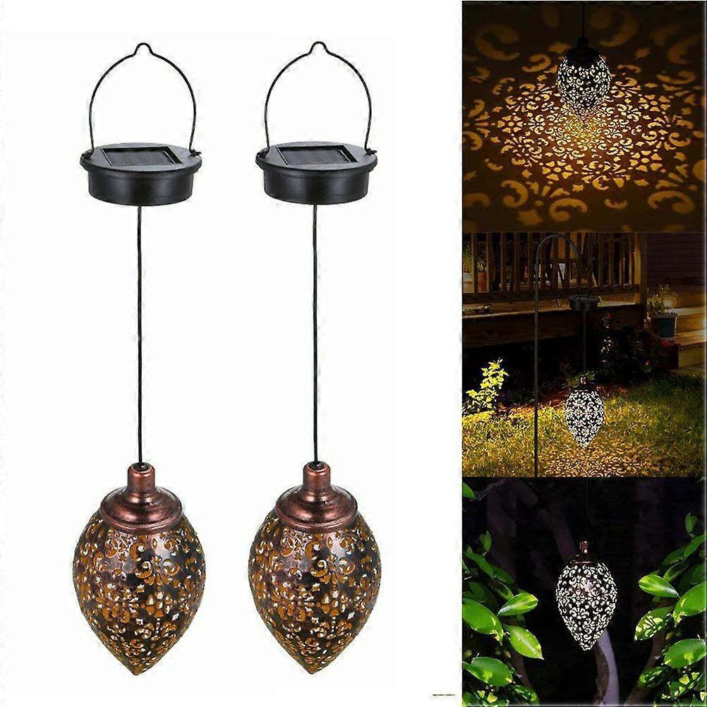 2 PZ Lanterna Solare Luce Da Giardino Lampada A Sospensione Per Esterni Luce A LED Per Giardino Da Giardino