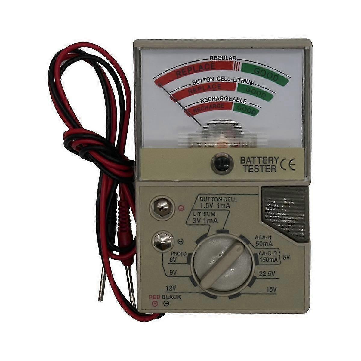 Battery Tester with Meter Electric Voltage Tester for AA AAA C D N Button Cell Batteries Battery Tester Checker