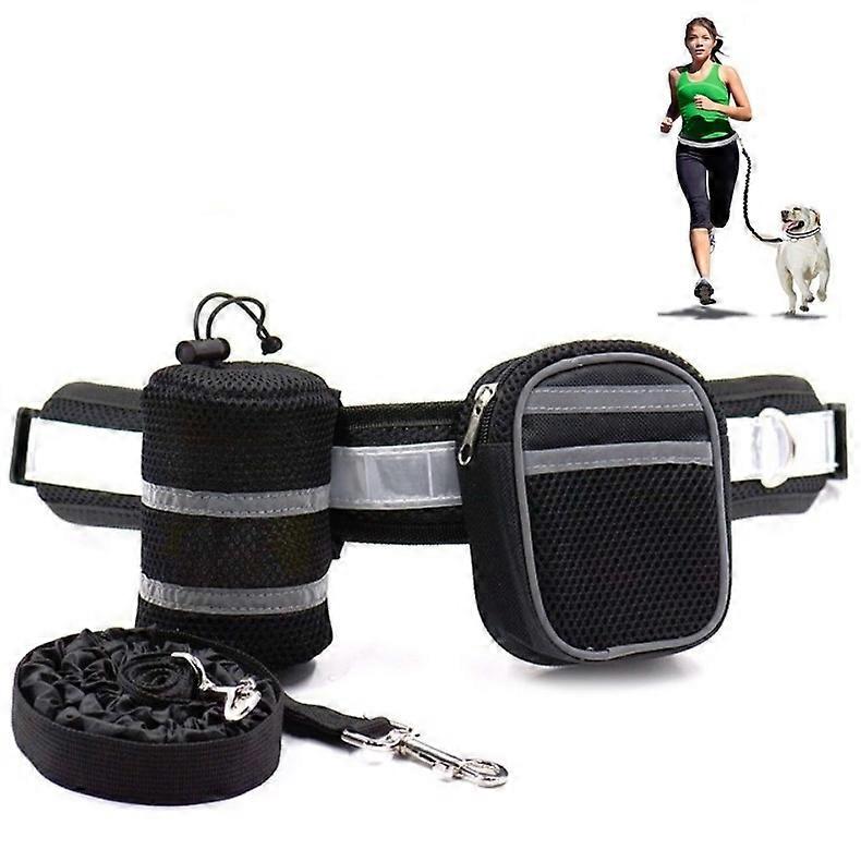 Dog Running Reflective Adjustable Belt Traction Rope with Small Bag 4-Piece Set