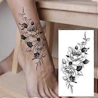 Waterdichte tijdelijke tattoo-patch voor mannen en vrouwen met zwarte lijn en bloemontwerp Body art voor armtaille en been