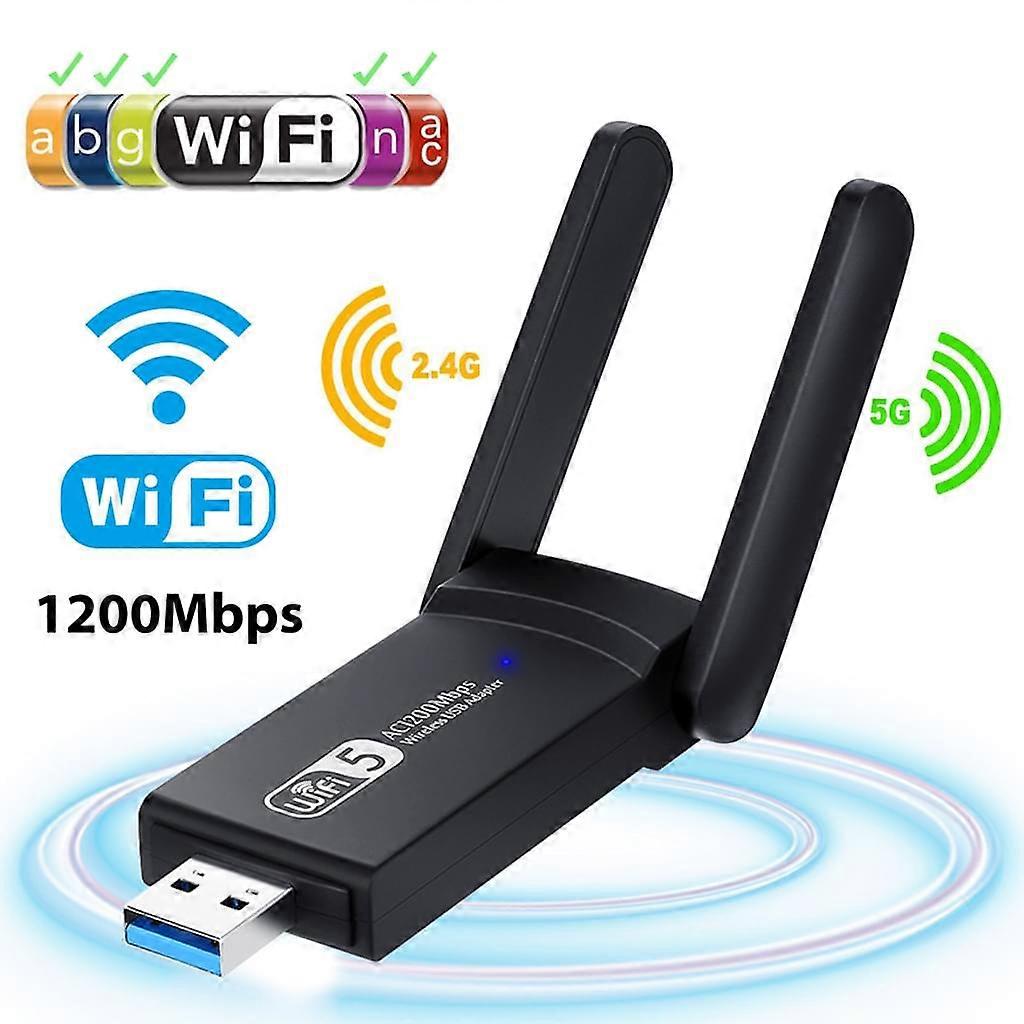 Ultimate Wireless Range Dual Band Wifi Adapter, Excellent Wi-Fi Speed Ac1200 With 2Dbi Long-Range Antennas, Easy Installation For Desktop Pc And
