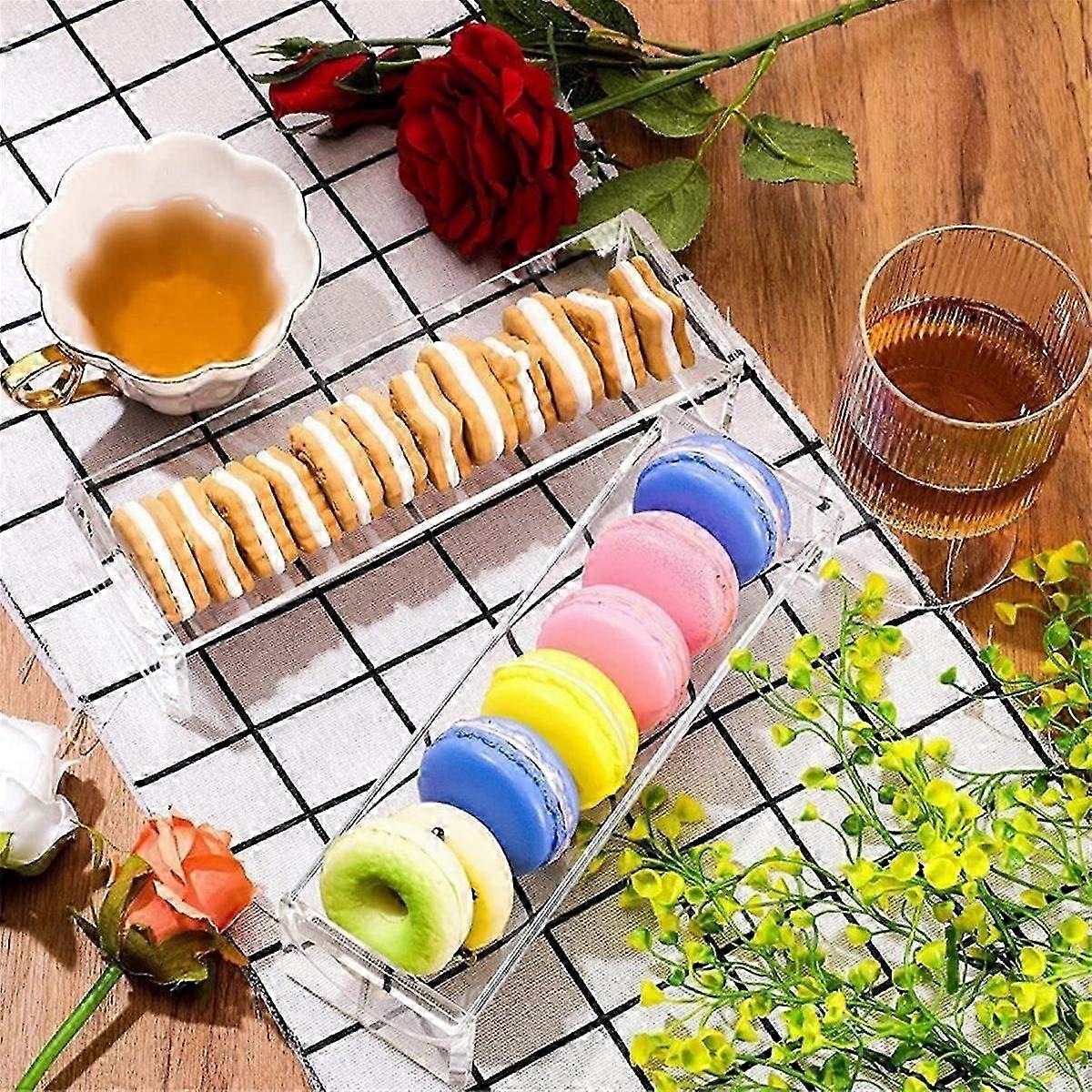 Clear Cracker Serving Tray, Transparent Macaron Display Tray, Rectangular Cracker Holder compatible 