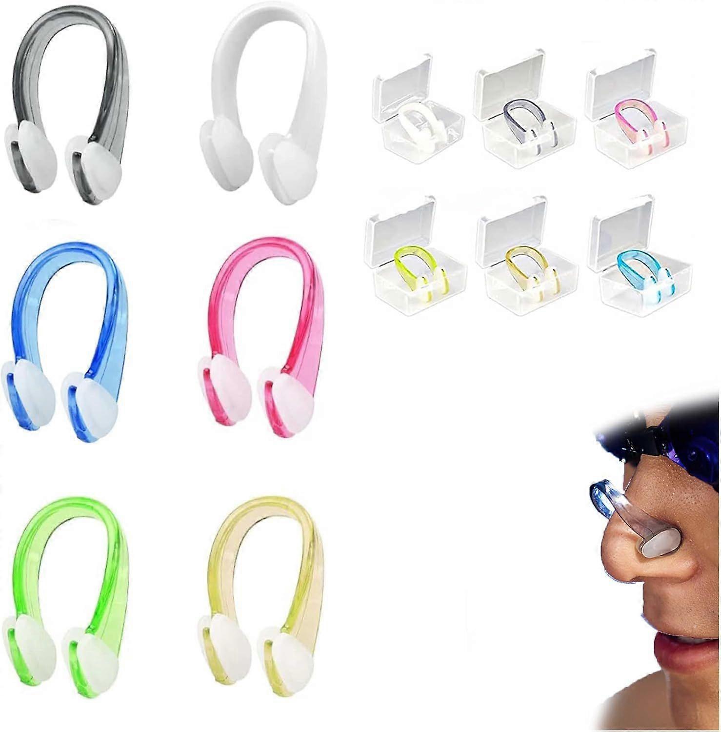 6pcs Nose Clips Swimming Anti-slip Nose Clips Swimming Nose Clips Silicone Nose Clips Nose Clips Soft Nose Clips with Storage Box Adult Unisex