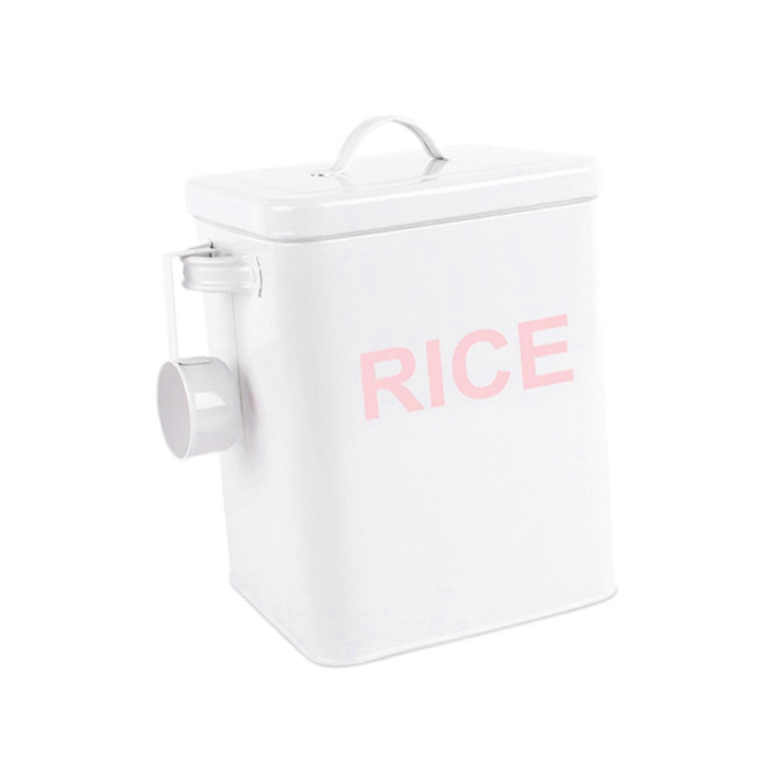 Storage Container for Nut Cereals and Coffee Use Space Saving Pet Food Canister Kitchen Storage Jar with Spoon and Lid M White