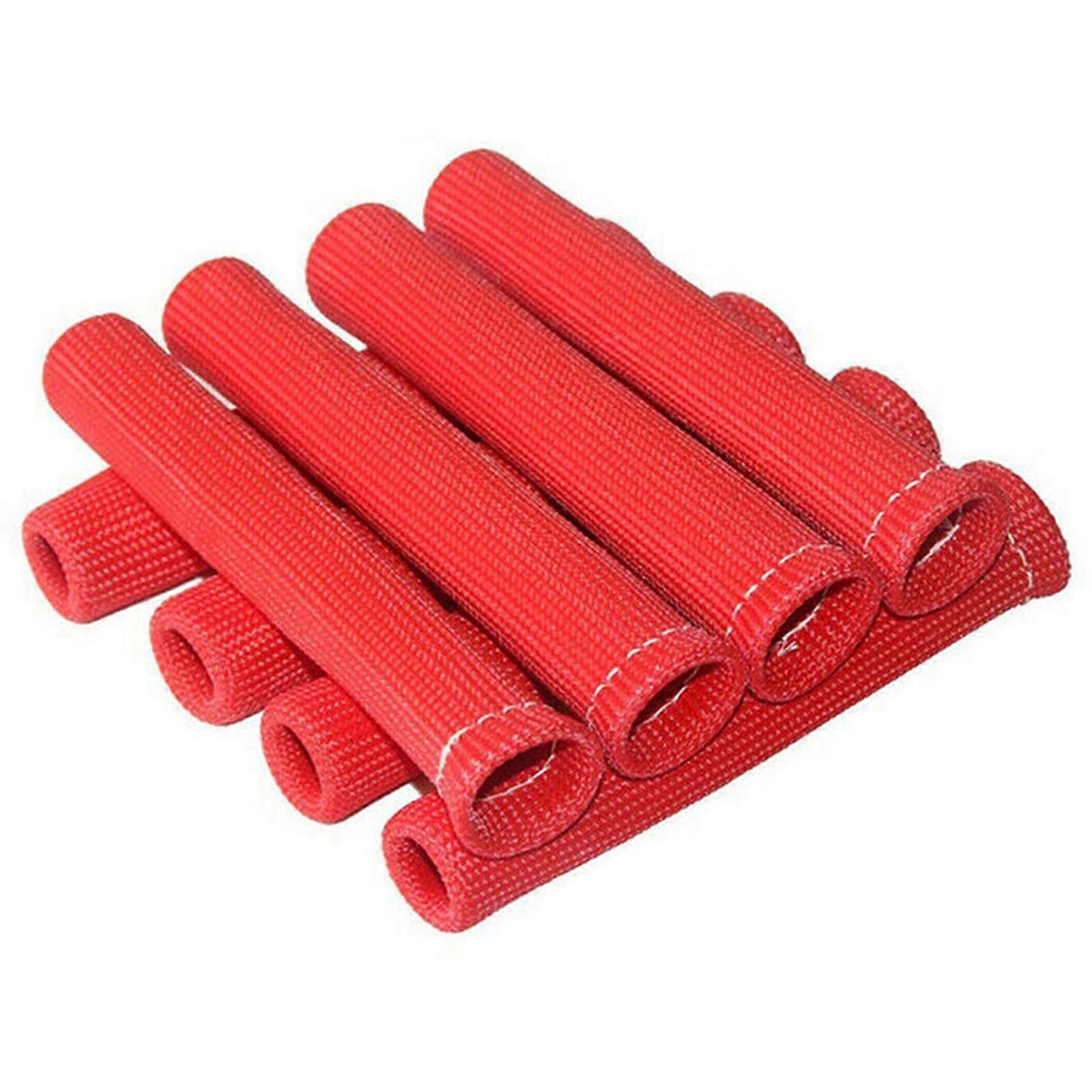 8pcs/set For Auto Car Truck Engine Heat Protector Sleeve Sleeving for Spark Plug Wire Boot High Temperature Resistant Sh Red