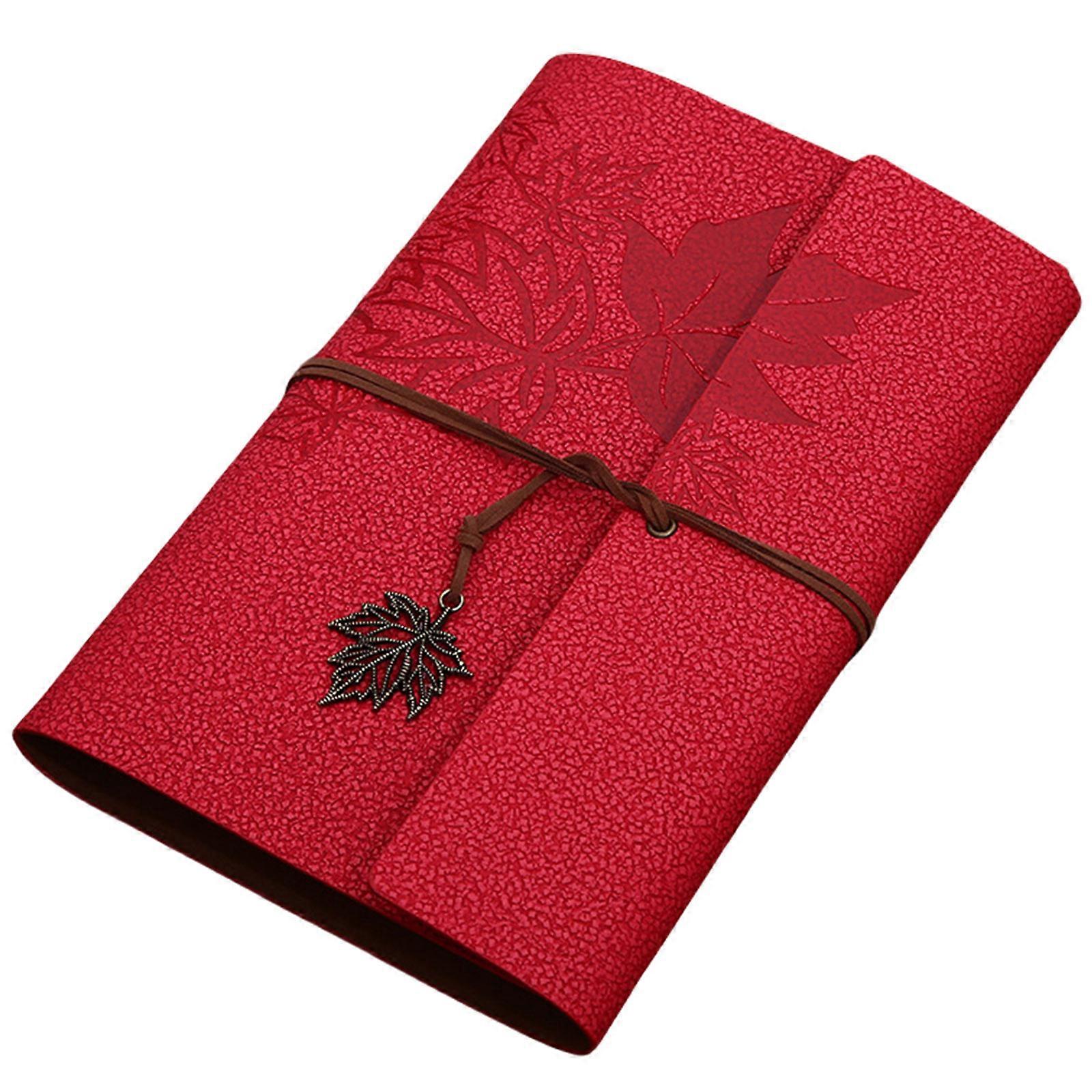 Vintage Leather Journal Refillable Leather Notebook 6 Δαχτυλίδια Binder Journal 160 Unruled Σελίδες για Γυναίκες Άνδρες Journaling Red