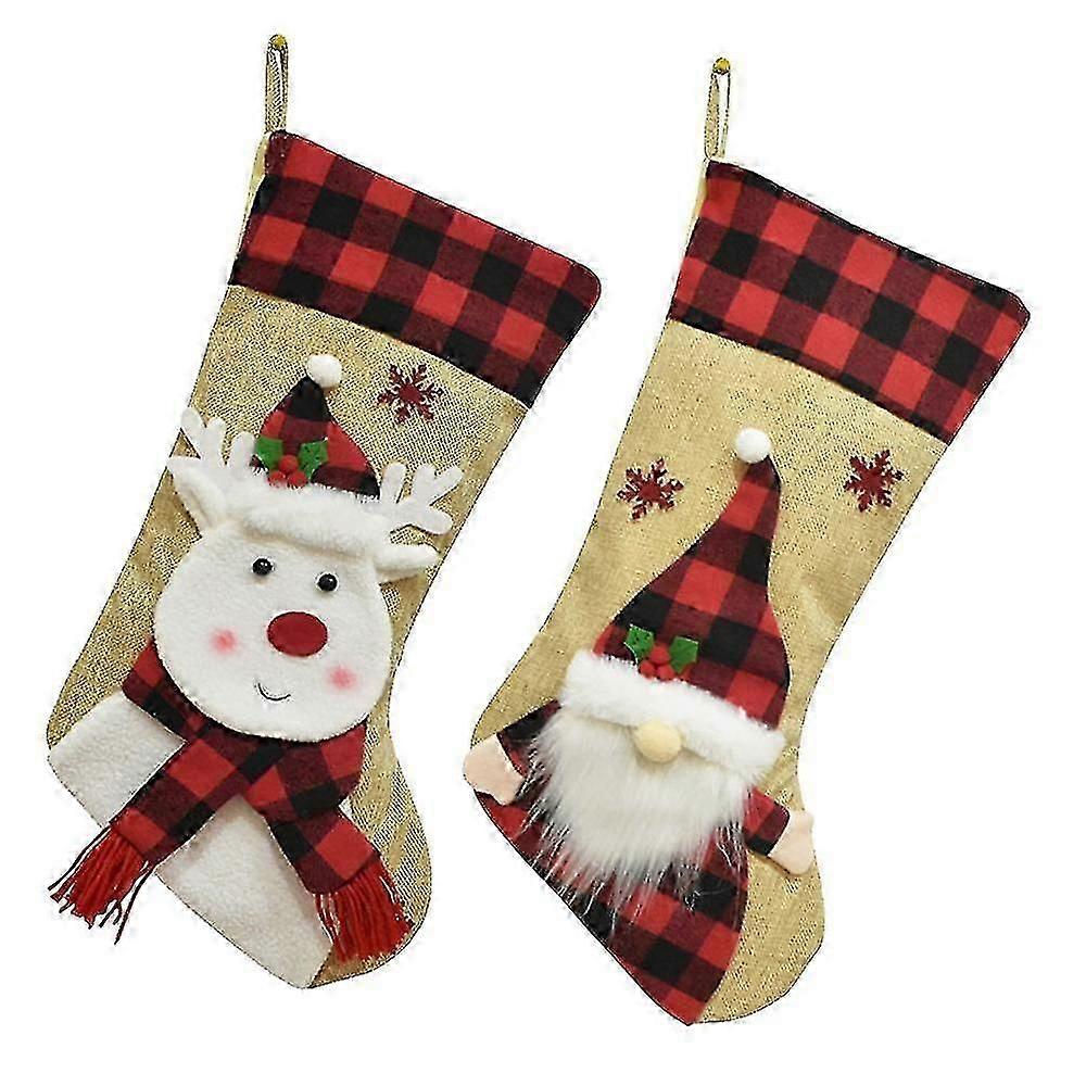 عيد الميلاد الحلي المخملية الكتان 3D الكرتون الجوارب عيد الميلاد