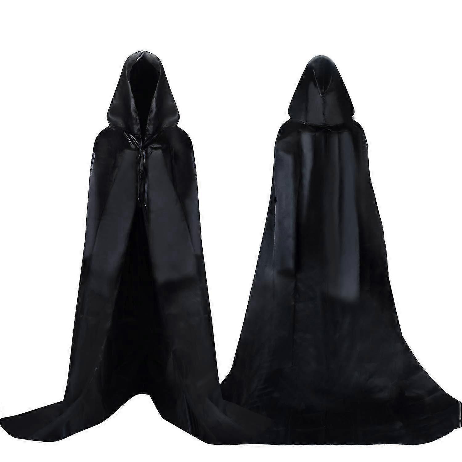 Schwarzer Umhang mit Kapuze Darth Vader Umhang Mittelalter Umhang Umhang Mantel Satin Karneval Halloween Weihnachtskostüm Erwachsene