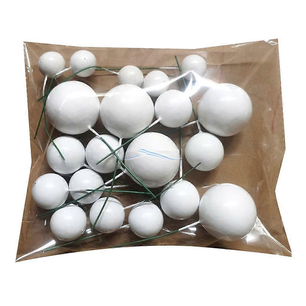 20pcs Glitter Ball Cake Topper Cupcake Toppers DIY Foam Dessert Cake Insert