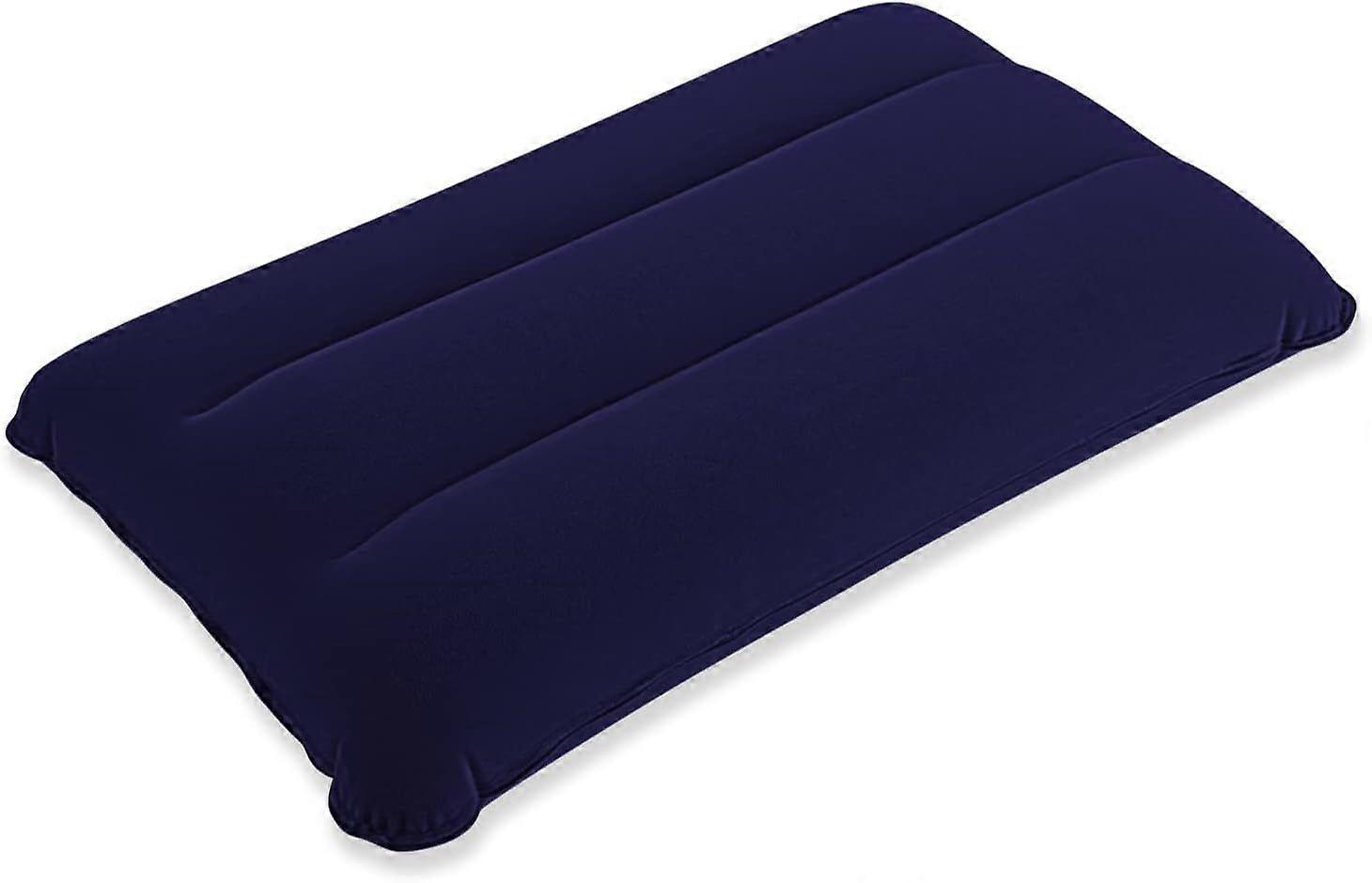 Inflatable Pillow Camping Pillow Travel Pillow Velor Pillow Rectangular Neck Support Pillow 44x27 cm Blue