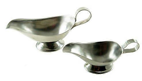 2 Set Stainless Steel Gravy Boats Serveware for Restaurant Style Dining 10 Oz. and 4 Oz.